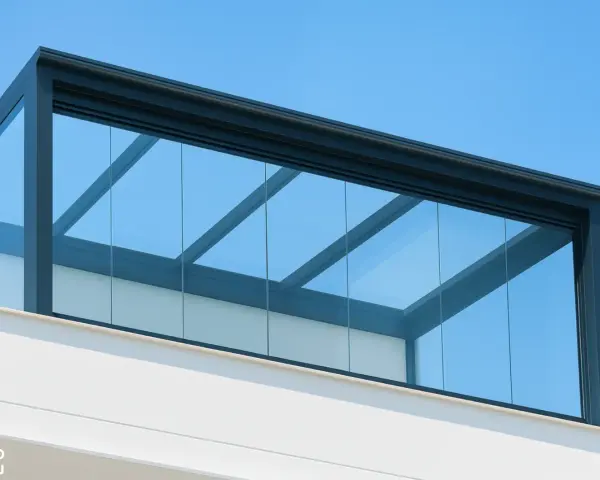 Modernos cristales para acristalar terraza, creando un espacio luminoso y protegido bajo el cielo azul.
