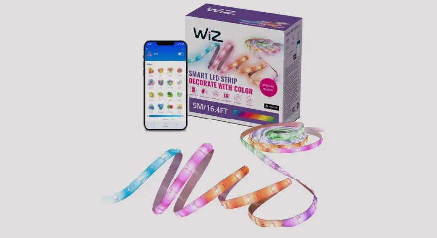 Iluminación con tiras led Wiz para decorar tu hogar con colores vibrantes. Controla la luz desde tu móvil.